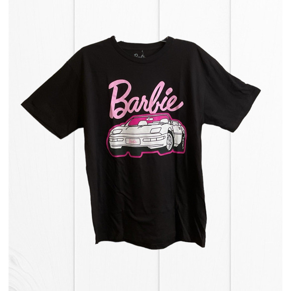 Barbie Short Sleeve Women's Black Crewneck Logo Graphic T- Shirt Size L NWT - Picture 4 of 4
